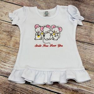 Girls embroidered tshirt ruffled sleeve